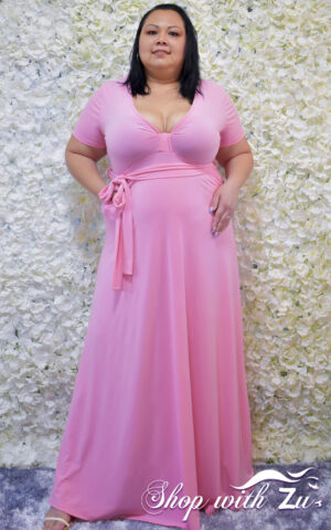 PINK WITH SLEEVE MAXI DRESS
