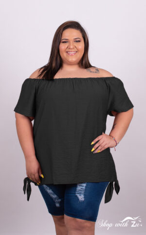Off shoulder tie side black top