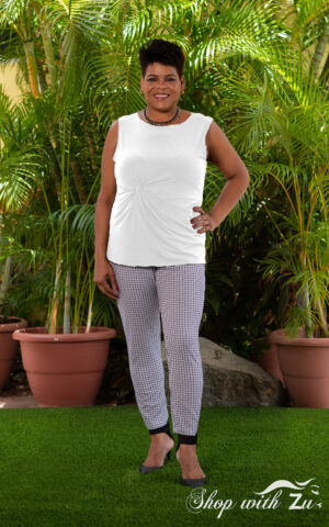 IVORY TIE KNOT-FRONT SLEEVELESS TOP