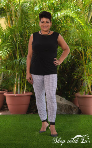 BLACK TIE KNOT-FRONT SLEEVELESS TOP