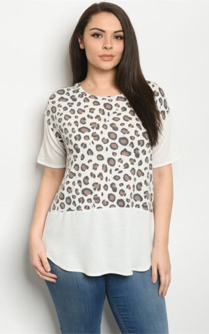 IVORY ANIMAL PRINT PLUS SIZE TOP