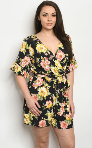 BLACK FLORAL ROMPER