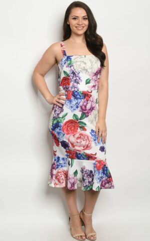 IVORY FLORAL PLUS SIZE DRESS