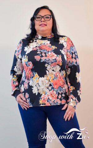 Black Floral Long Sleeve Blouse