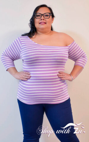 One-off shoulder 3/4 sleeves top