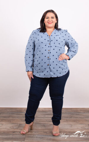 Polka Dot Notch Neck Blouse