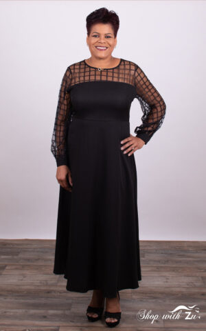 Lace Overlay Bardot Black Dress