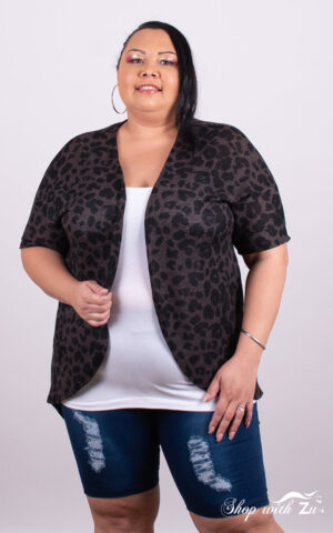 Mocha Leopard Open Front Cardigan