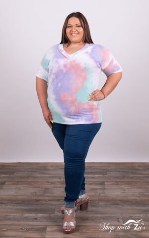 Plus size tie-dye drop-shoulder top