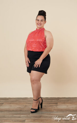 CORAL BLACK PLUS SIZE ROMPER