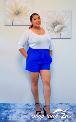 Blue Ruffled High-waist Short