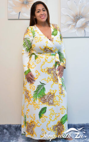LONG SLEEVE MAXI DRESS WITH PRINTS