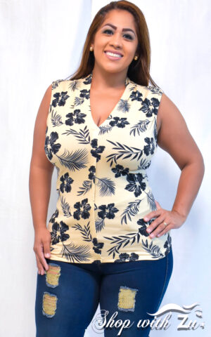 V-Neck flower print blouse