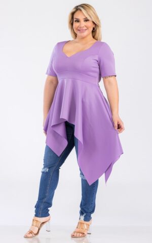 Lavender Side Long Peplum Top