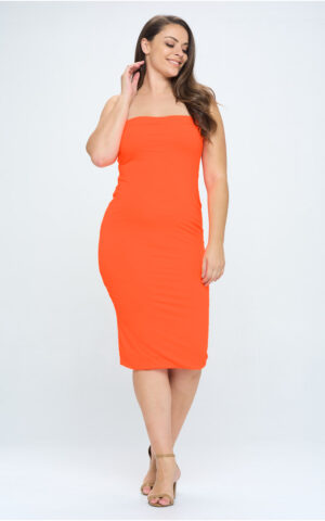 Neon Orange Tube Dress with inner Lining