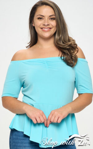 Blue Short Sleeve Knit Top