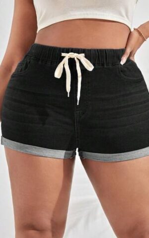 Denim Black Shorts