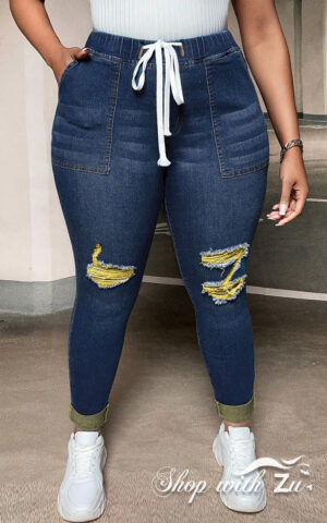 High waist Drawstring jegging (Yellow)